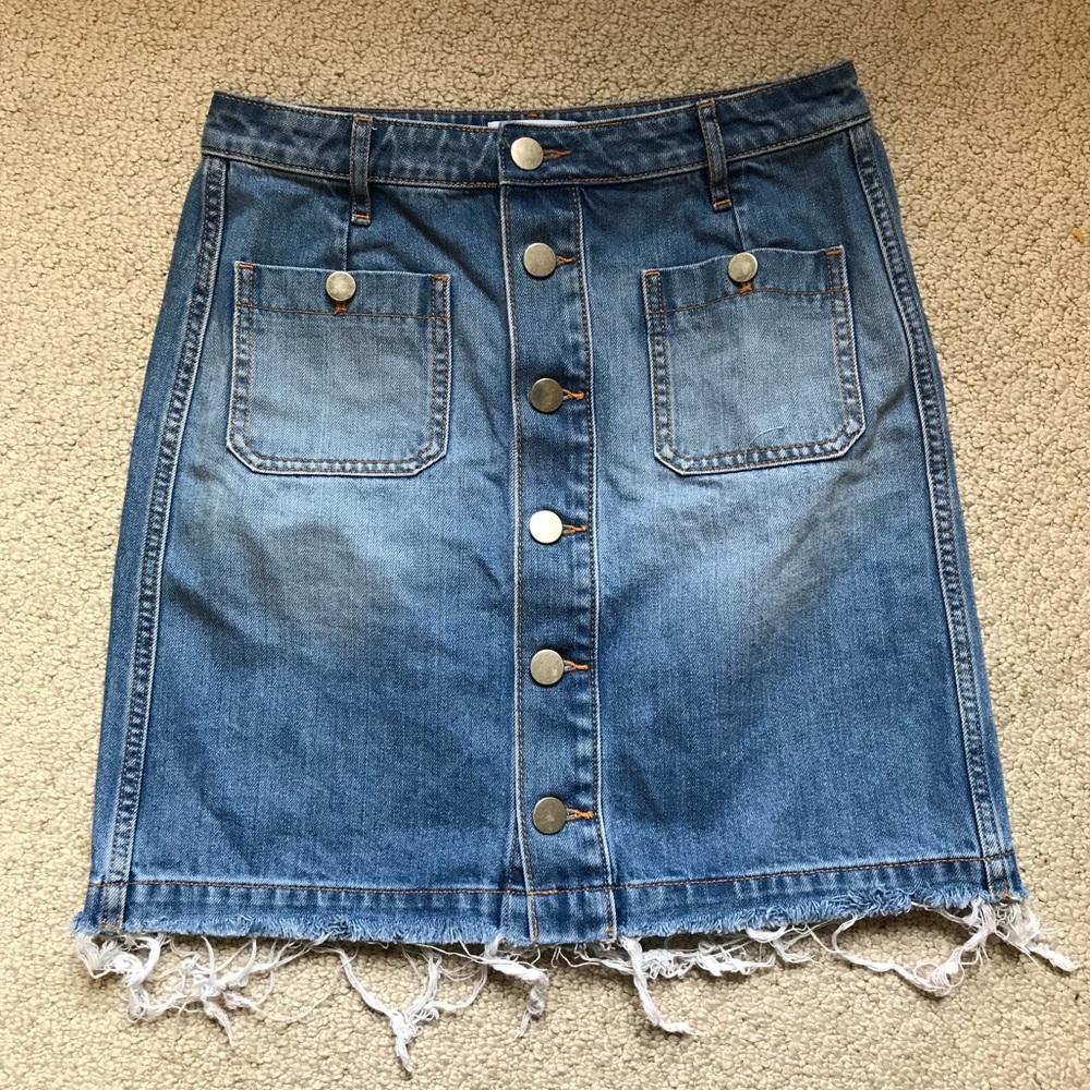 Loft denim button front skirt
